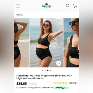 Summer Mae Black Maternity Two-Piece Bikini Set